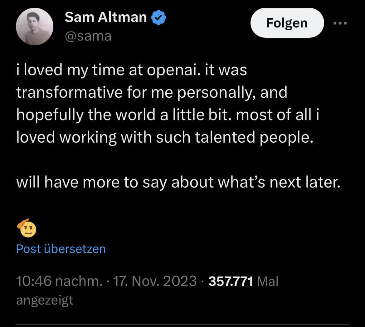 Sam Altman Leaving Open AI Twitter X